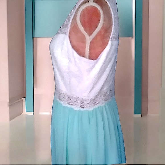 I.N. San Francisco Mint Green and White Lace Shift Dress (Large) - Picture 3 of 11